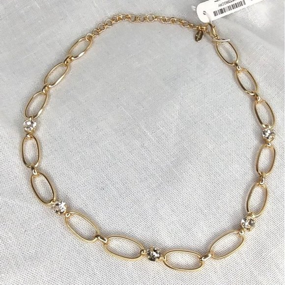 SORRELLI Necklace Gold Plated Chain Link Crystal Paige Tennis Gold Plated - Picture 3 of 8